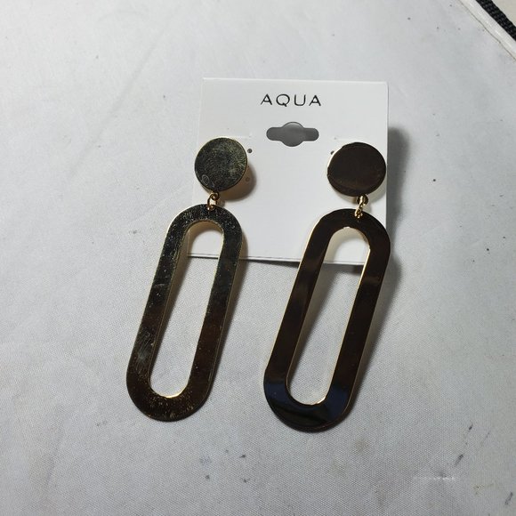 Aqua gold statement dangle earring - Picture 3 of 6